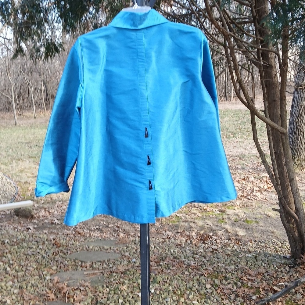 Gumps SAN FRANCISCO 50% Silk Blue Jacket Sz M - Picture 7 of 11